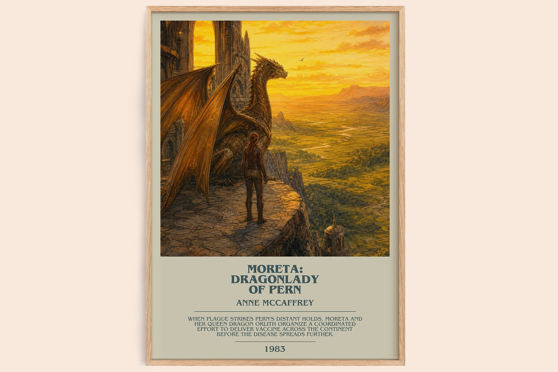 Moreta: Dragonlady of Pern bookish book poster by Anne McCaffrey – framed literary art print
