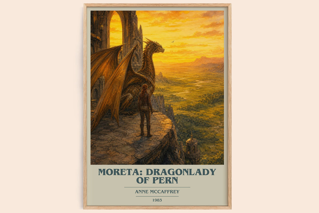 Moreta: Dragonlady of Pern book cover book poster by Anne McCaffrey – framed literary art print