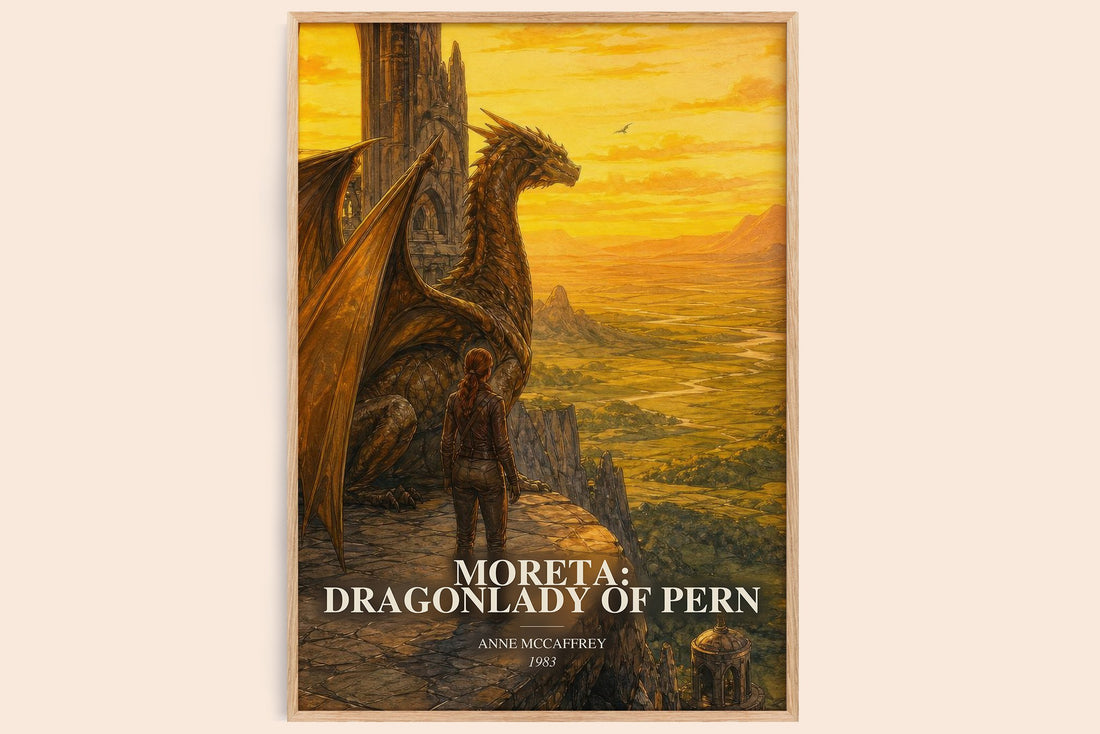 Moreta: Dragonlady of Pern watercolour book poster by Anne McCaffrey – framed literary art print