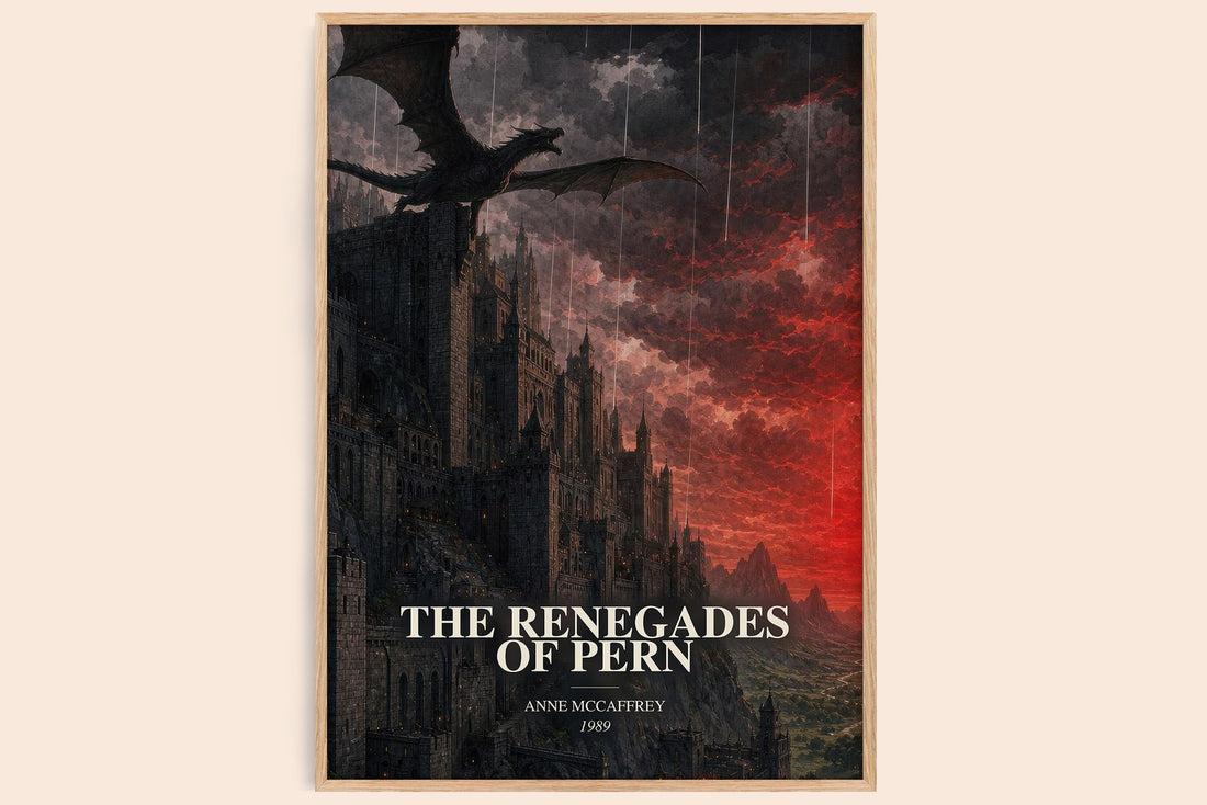 The Renegades of Pern watercolour book poster by Anne McCaffrey – framed literary art print