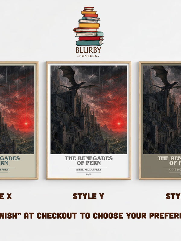 The Renegades of Pern book cover print in frame leaning in hallway – fantasy wall art