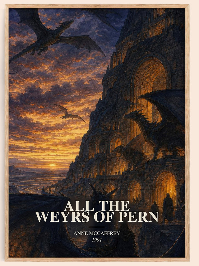 All the Weyrs of Pern Book Watercolour Illustration by Anne McCaffrey