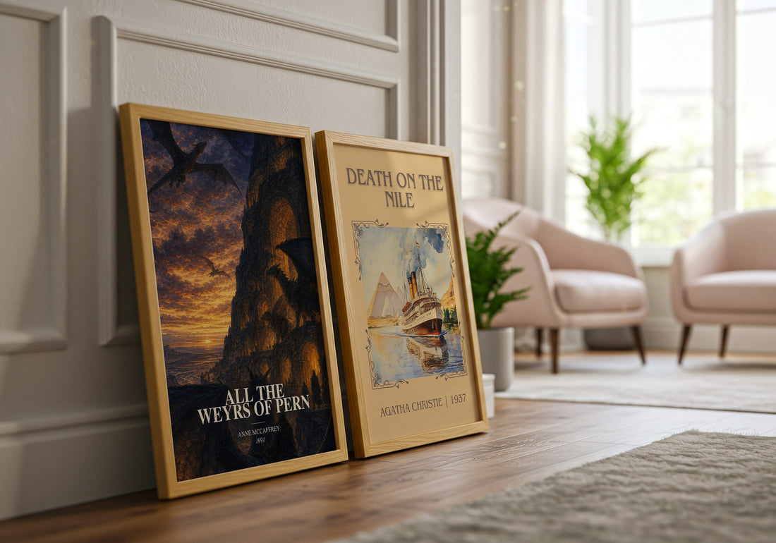 All the Weyrs of Pern watercolour print framed by window – literary home decor