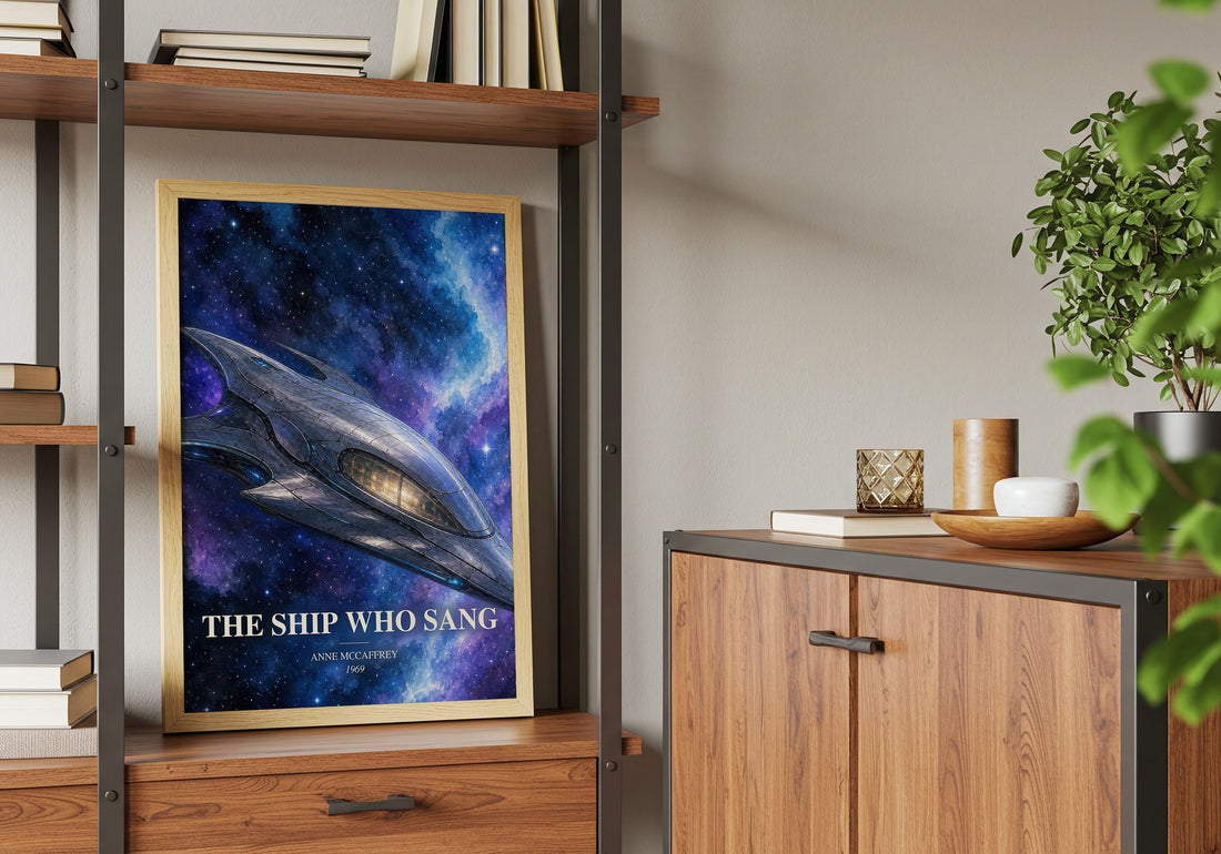 The Ship Who Sang book watercolour illustration paper finish options – matte satin gloss