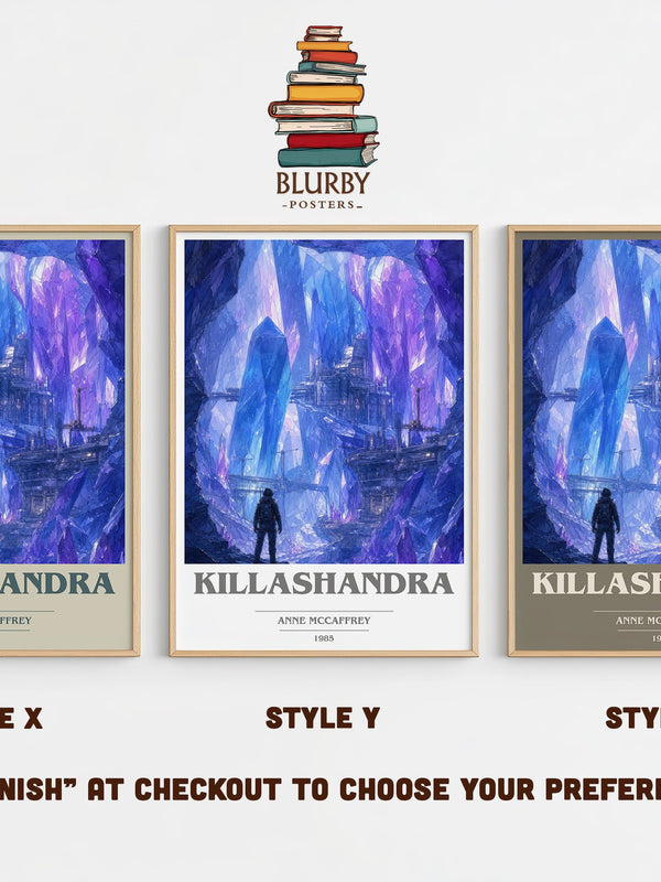 Killashandra book cover print in frame leaning in hallway – sci fi wall art