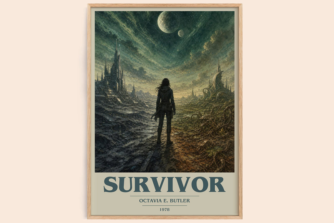 Survivor book cover book poster by Octavia E. Butler – framed literary art print