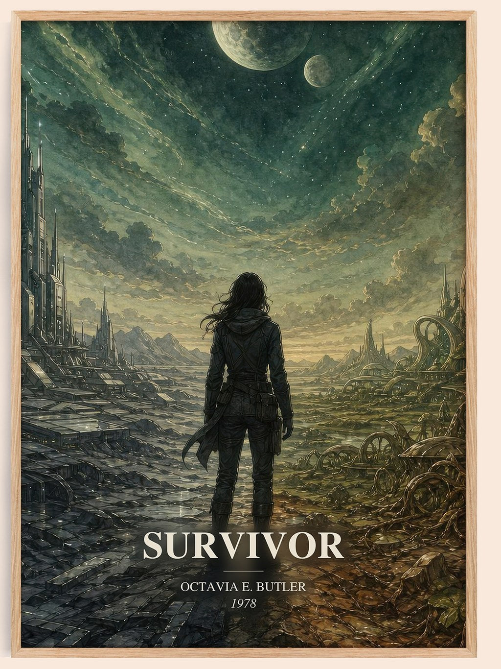 Survivor watercolour book poster by Octavia E. Butler – framed literary art print