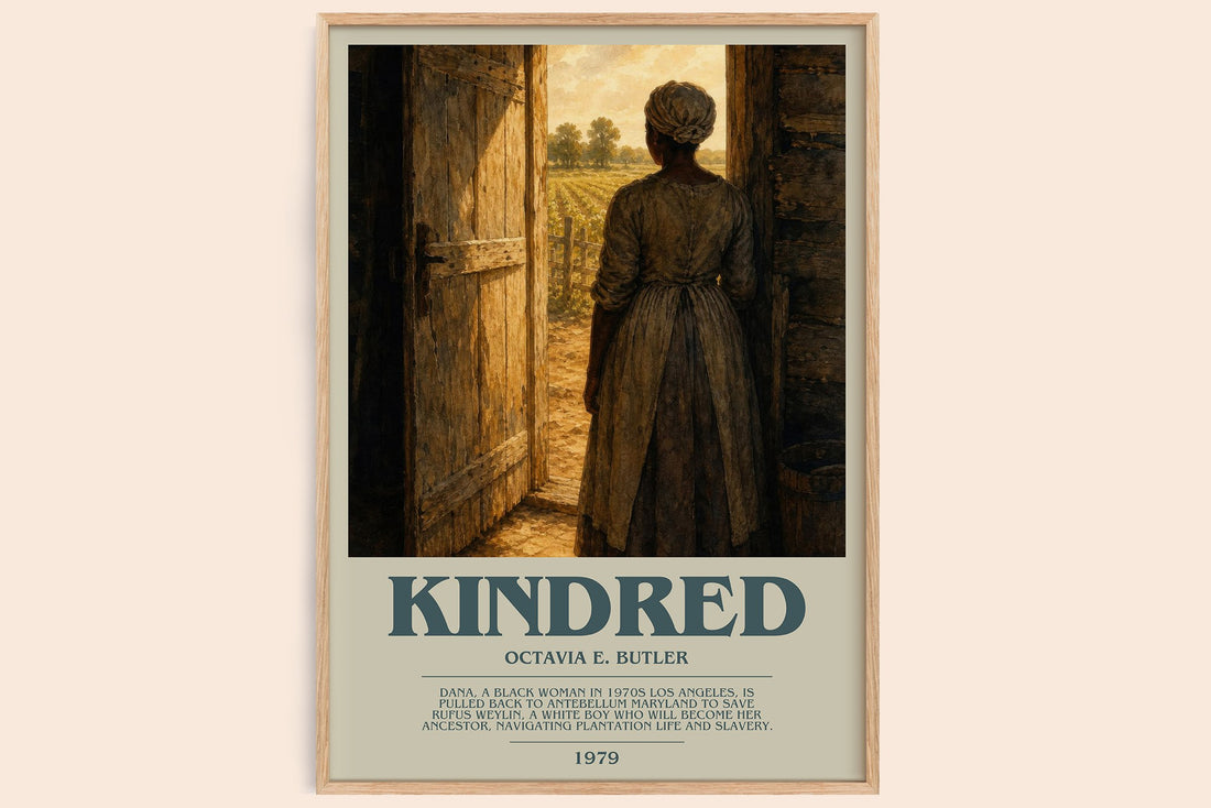 Kindred bookish book poster by Octavia E. Butler – framed literary art print