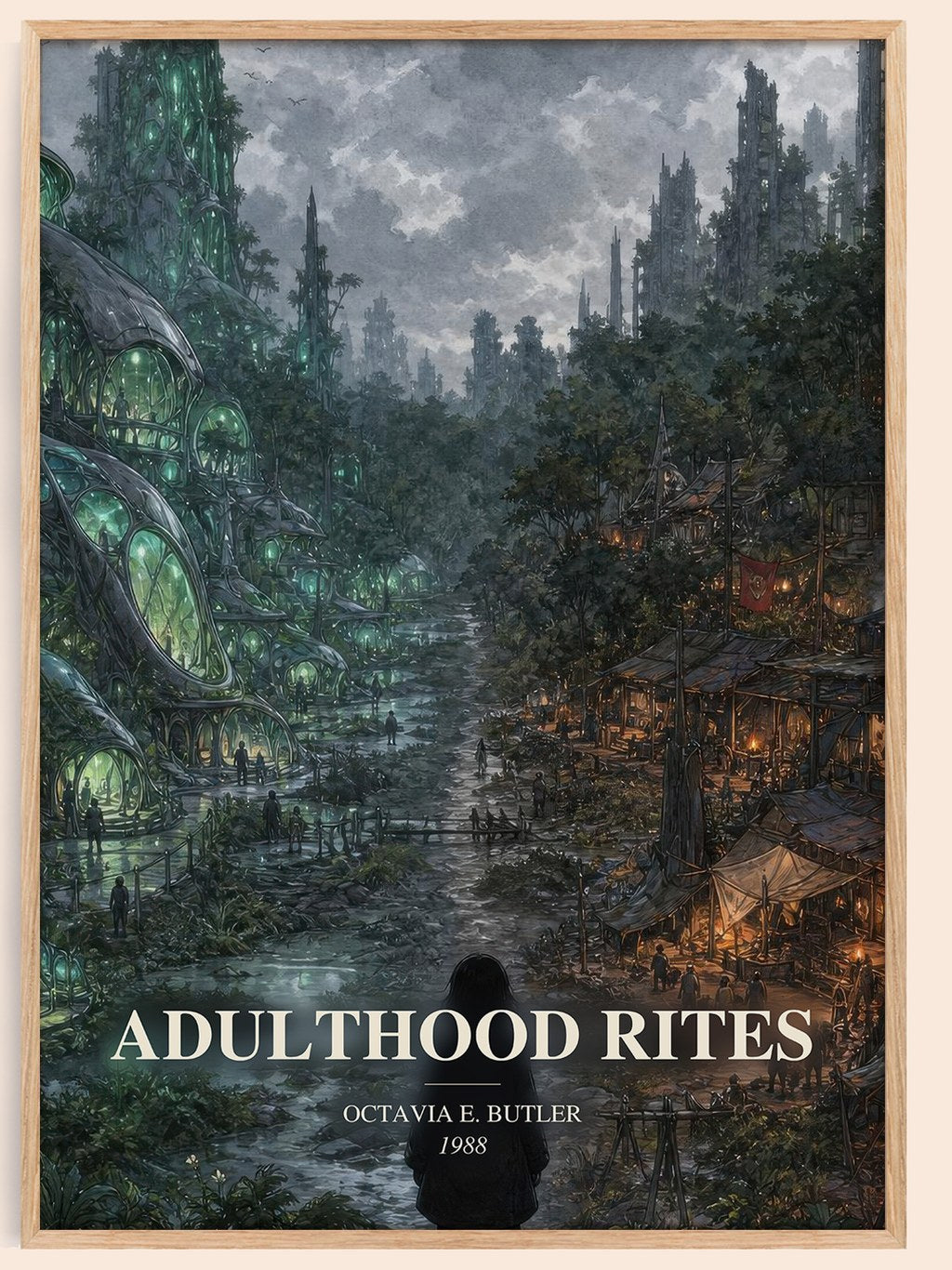 Adulthood Rites watercolour book poster by Octavia E. Butler – framed literary art print