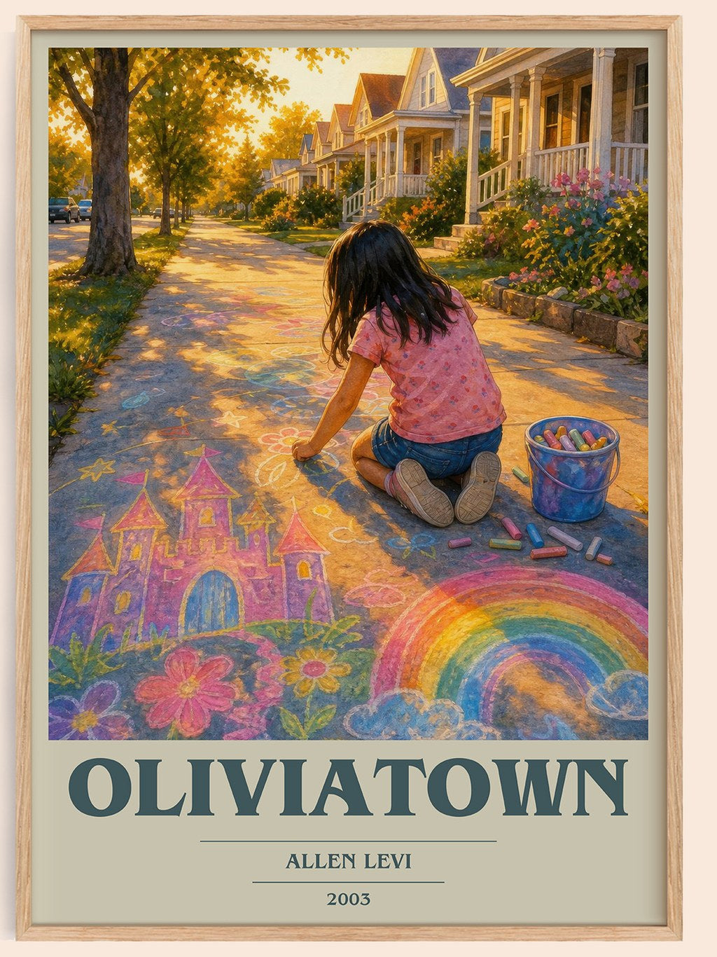 Oliviatown book cover book poster by Allen Levi – framed literary art print