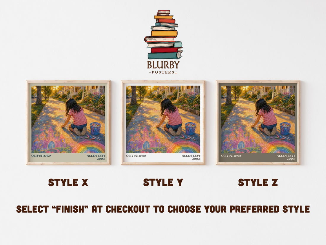 Oliviatown literary print in frame leaning in hallway – literary fiction wall art (mockup)