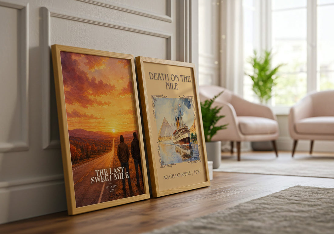 The Last Sweet Mile watercolour print framed by window – literary home decor