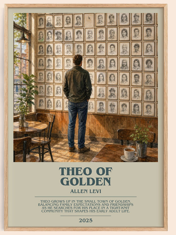 Theo of Golden bookish book poster by Allen Levi – framed literary art print