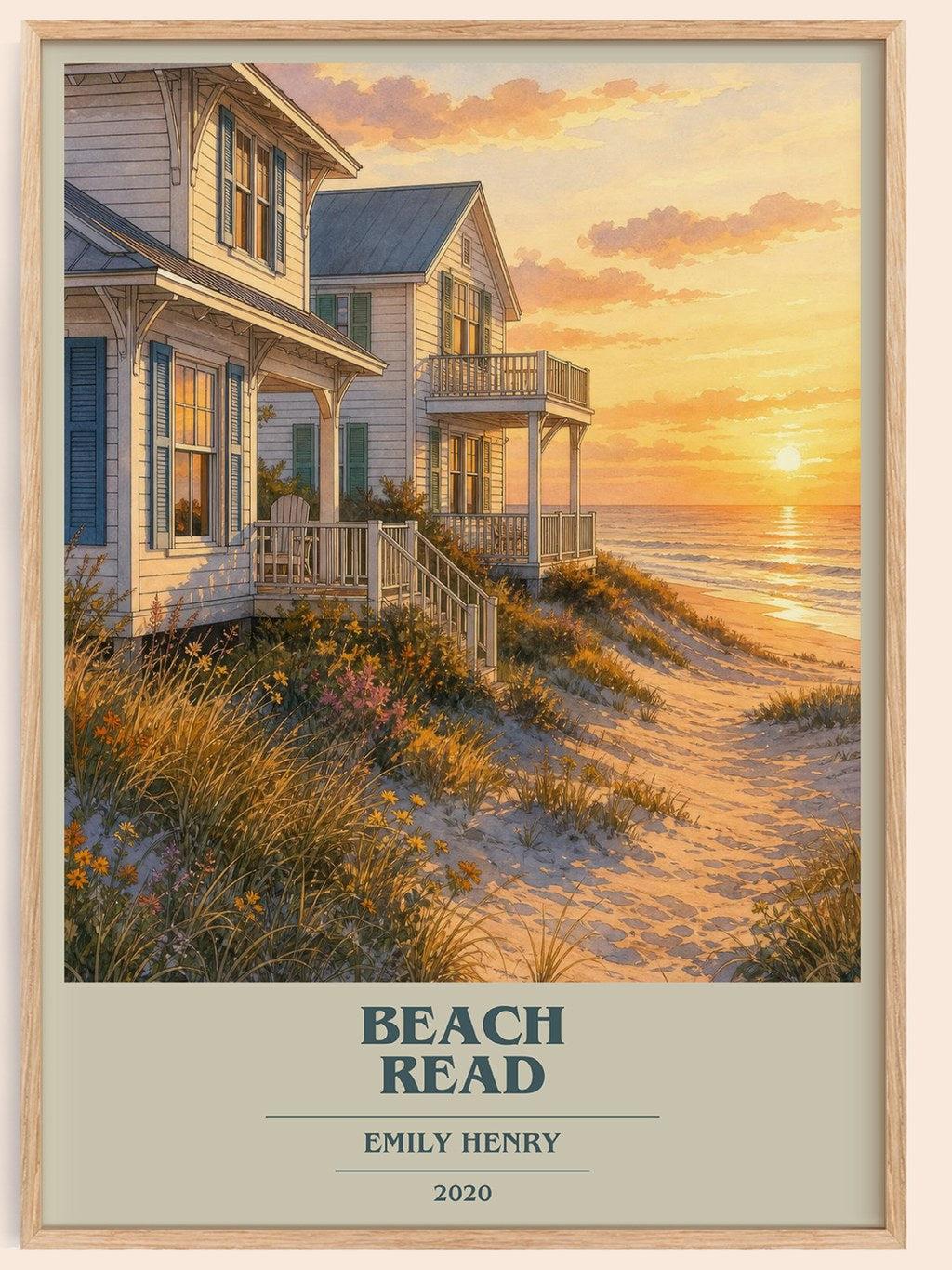Beach Read book cover book poster by Emily Henry – framed literary art print