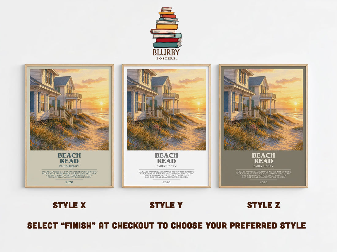 Beach Read bookish print in frame leaning in hallway – romance wall art (mockup)