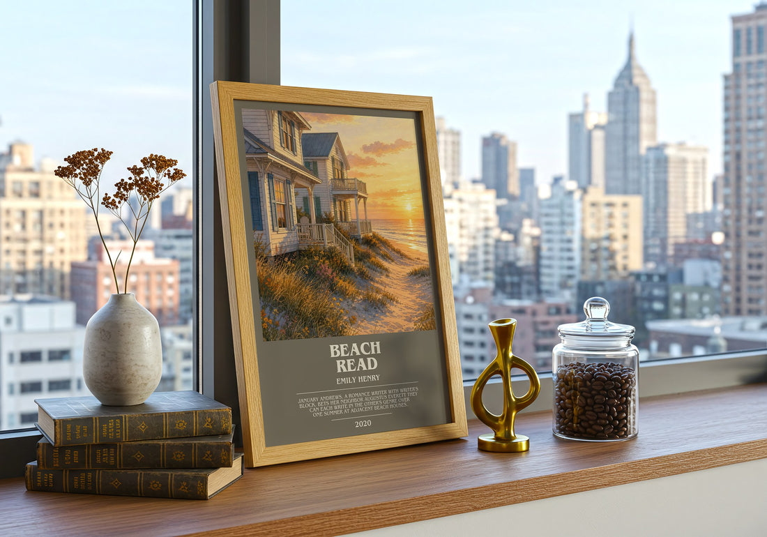 Beach Read bookish print framed by window – literary home decor