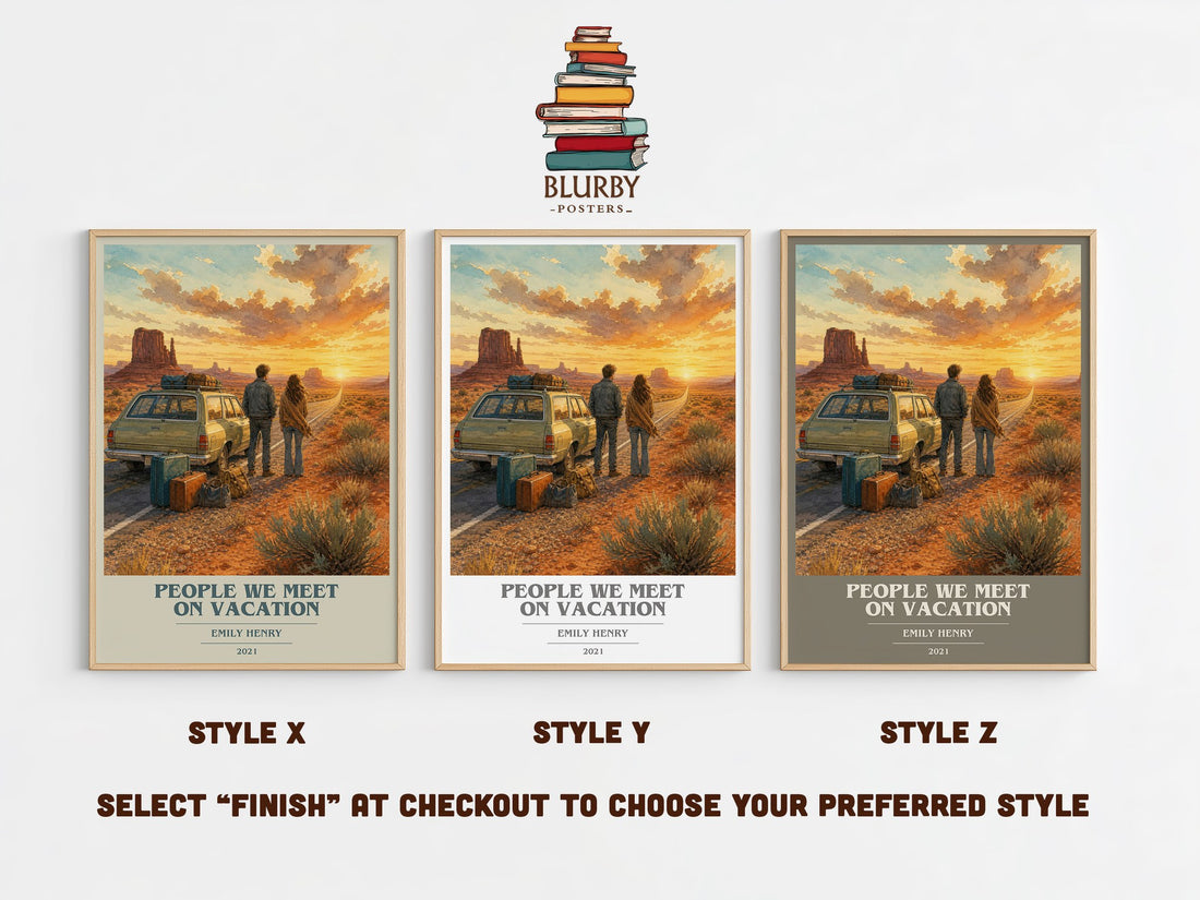 People We Meet on Vacation book cover print in frame leaning in hallway – romance wall art (mockup)