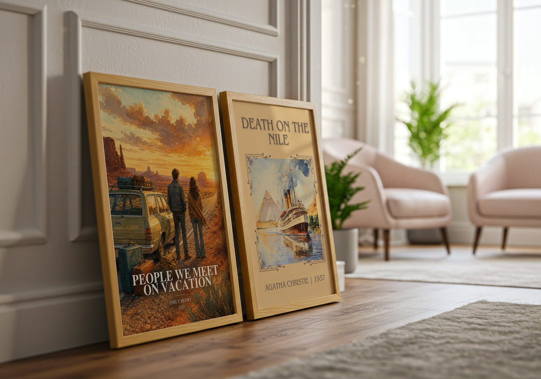 People We Meet on Vacation watercolour print framed by window – literary home decor
