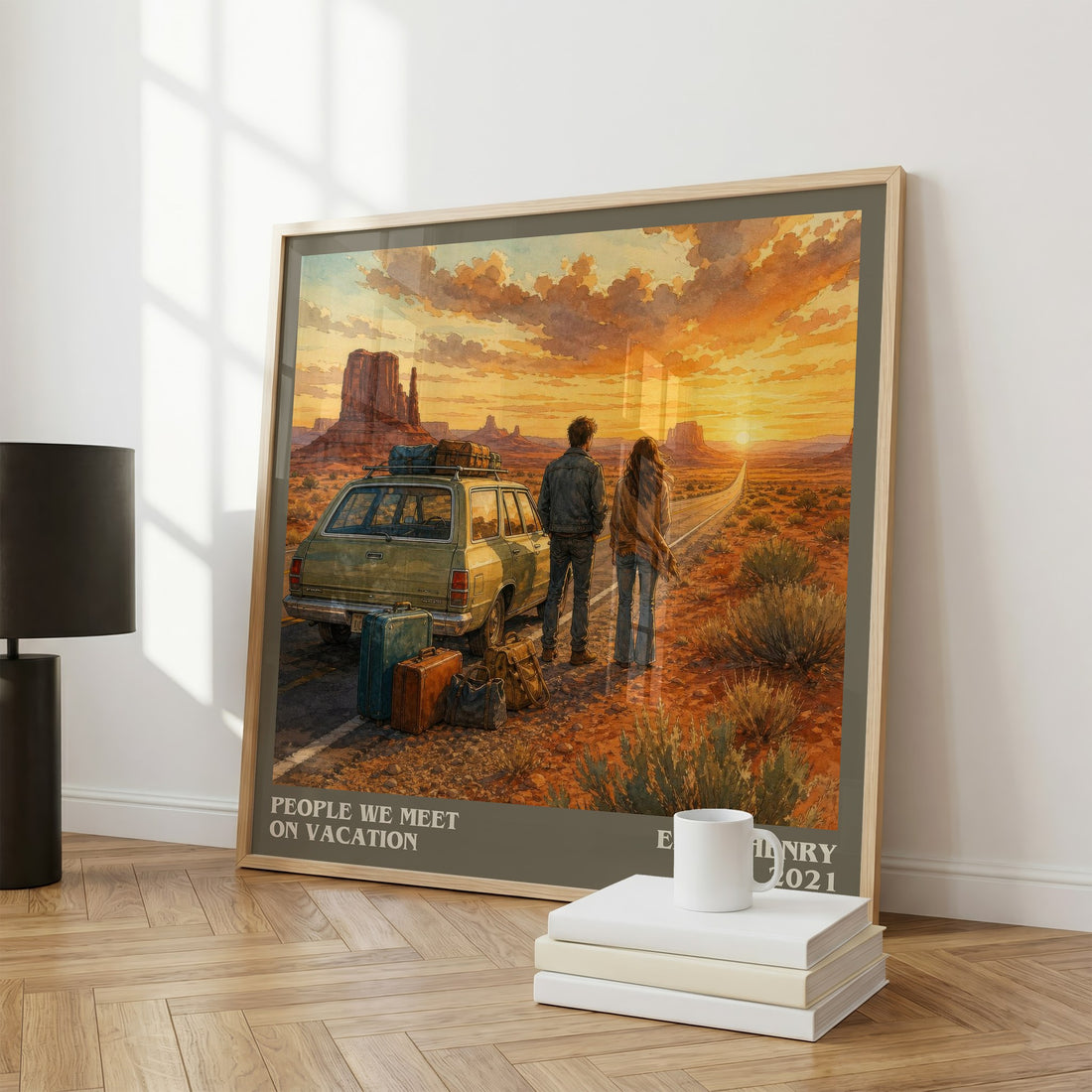 People We Meet on Vacation literary print framed by window – literary home decor