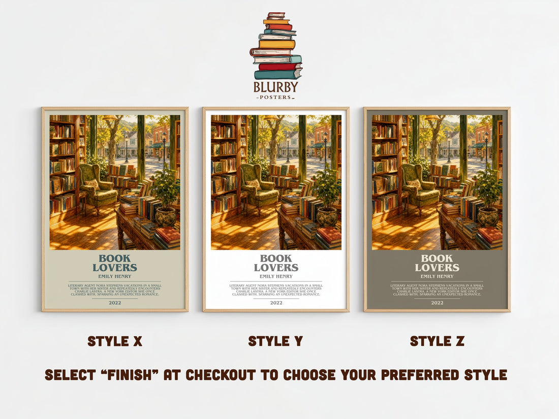 Book Lovers Bookish Wall Art by Emily Henry – Style X, Y and Z side by side – choose your finish