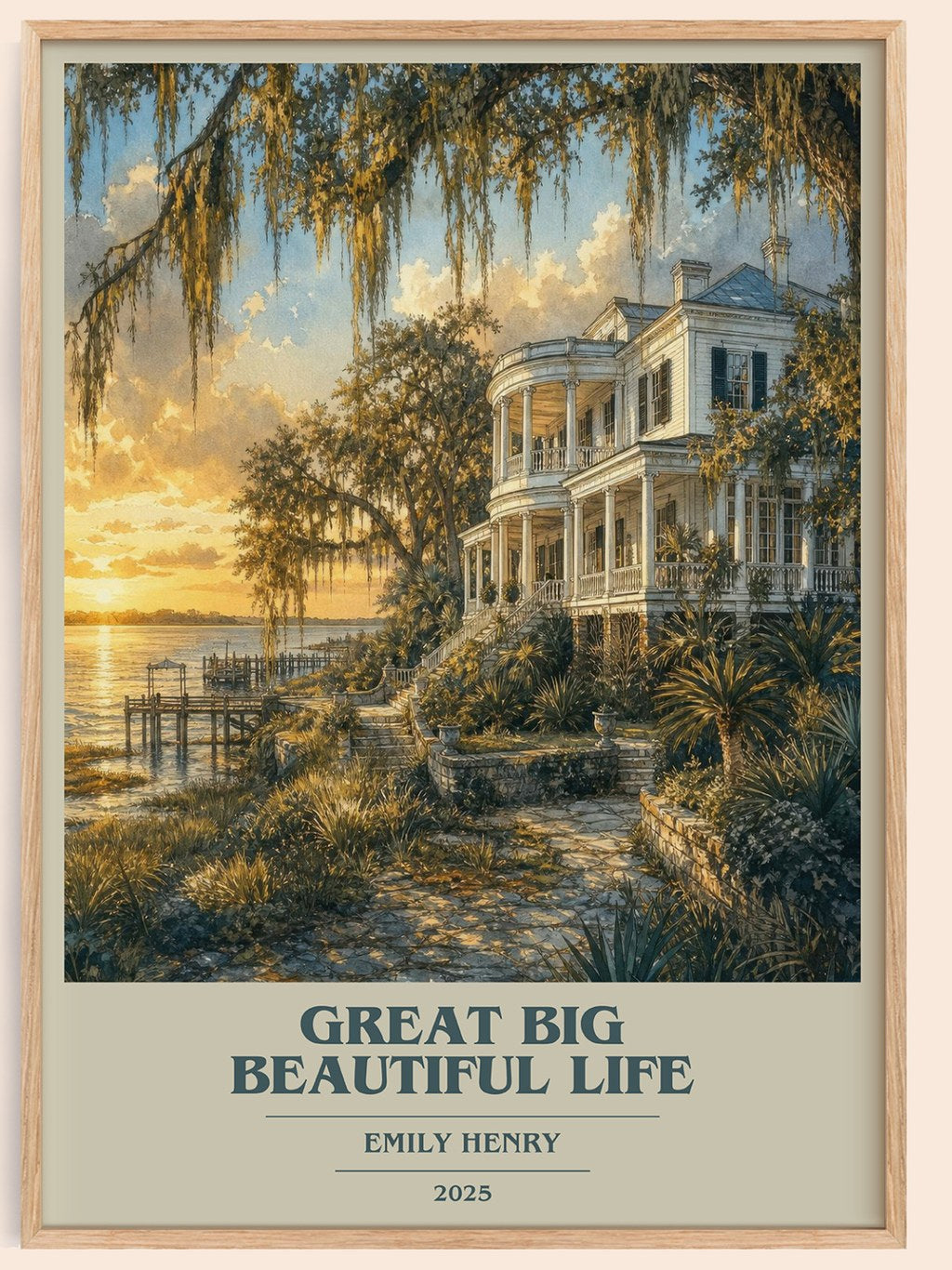 Great Big Beautiful Life book cover book poster by Emily Henry – framed literary art print