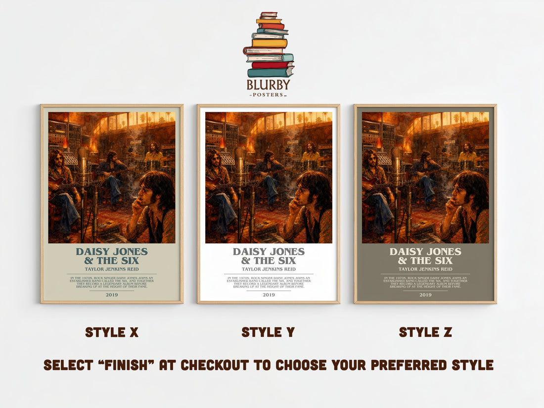 Daisy Jones & The Six Bookish Wall Art by Taylor Jenkins Reid – Style X, Y and Z side by side – choose your finish
