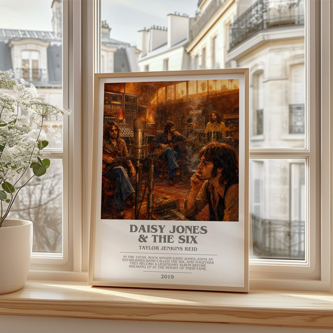 Daisy Jones & The Six Bookish Wall Art by Taylor Jenkins Reid – framed print by a bright window