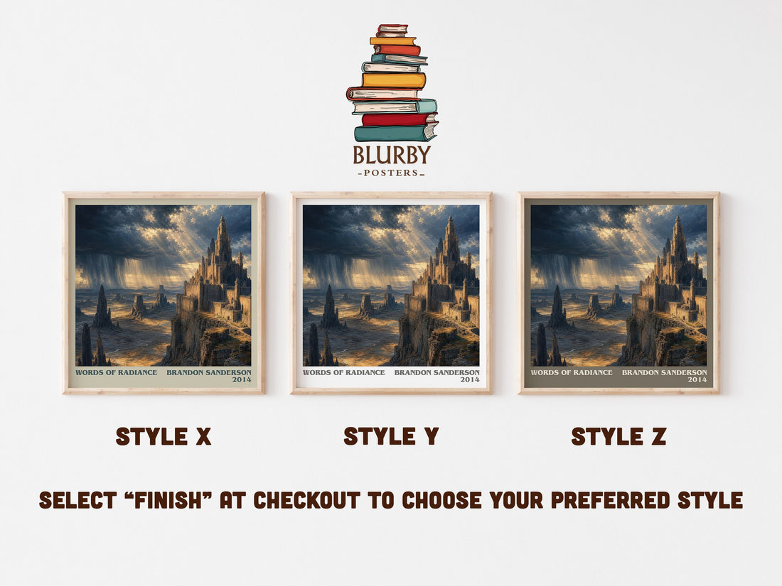 Words of Radiance literary print in frame leaning in hallway – fantasy wall art (mockup)