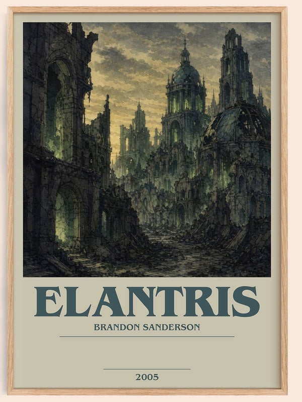 Elantris bookish book poster by Brandon Sanderson – framed literary art print