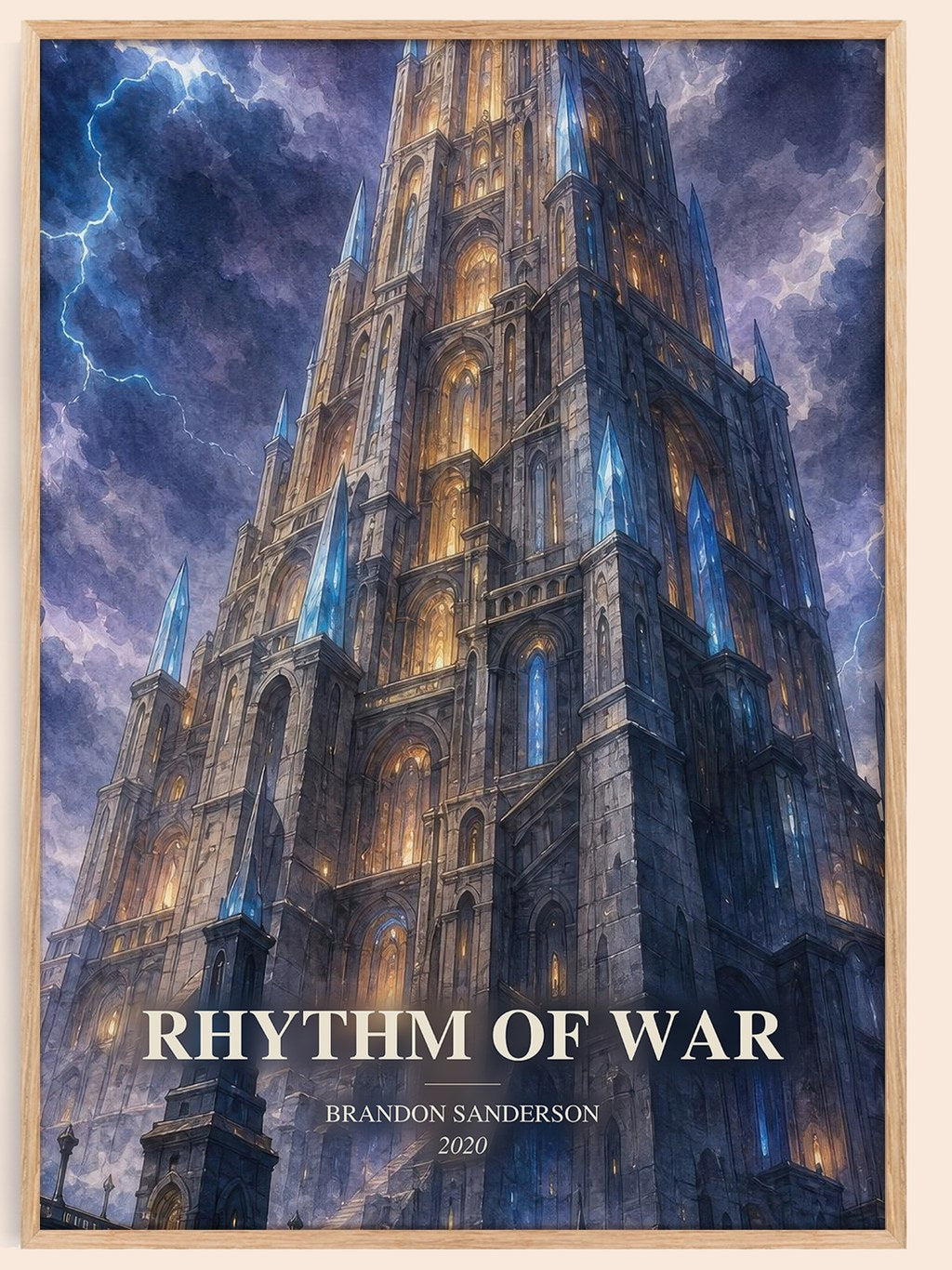 Rhythm of War watercolour book poster by Brandon Sanderson – framed literary art print