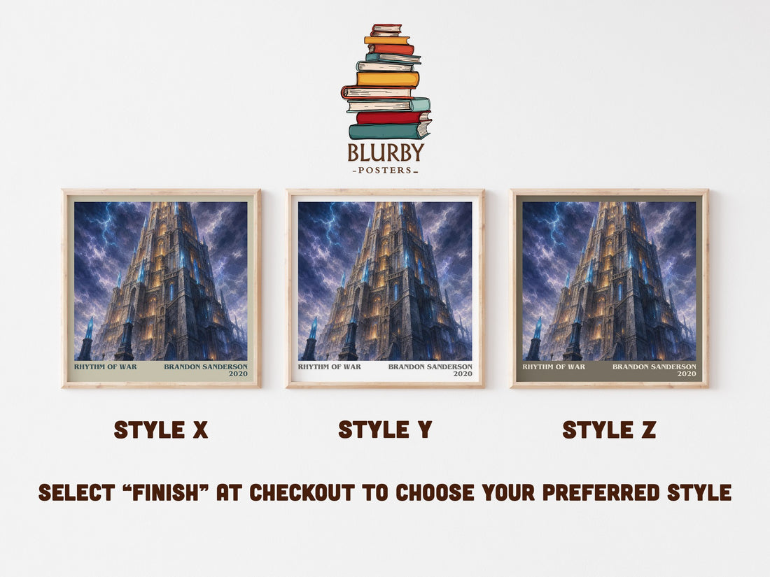 Rhythm of War literary print in frame leaning in hallway – fantasy wall art (mockup)