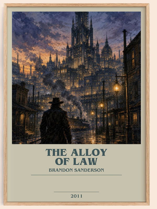 The Alloy of Law bookish book poster by Brandon Sanderson – framed literary art print