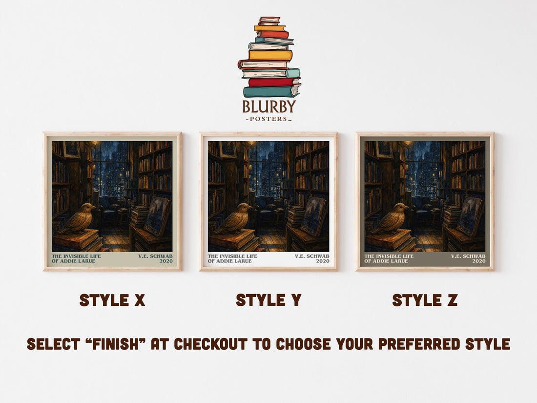 The Invisible Life of Addie LaRue literary print in frame leaning in hallway – fantasy wall art (mockup)