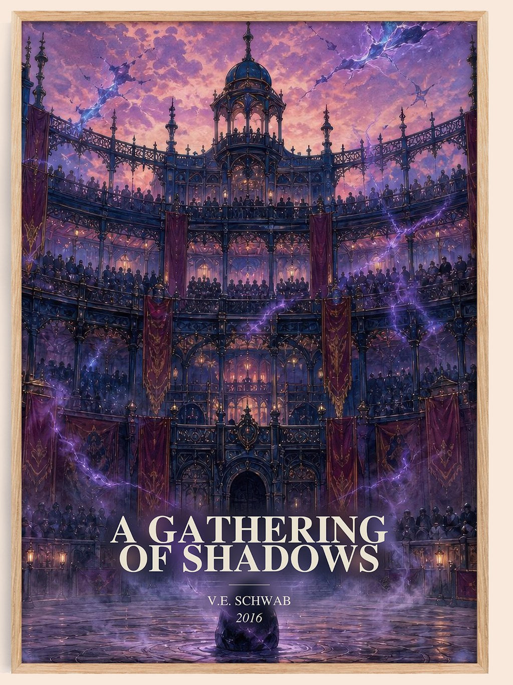 A Gathering of Shadows watercolour book poster by V.E. Schwab – framed literary art print