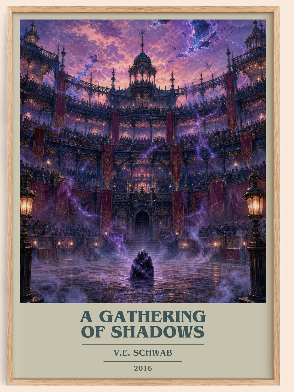 A Gathering of Shadows book cover book poster by V.E. Schwab – framed literary art print