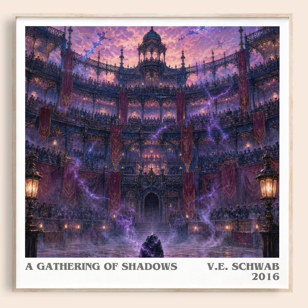 A Gathering of Shadows literary book poster by V.E. Schwab – framed literary art print