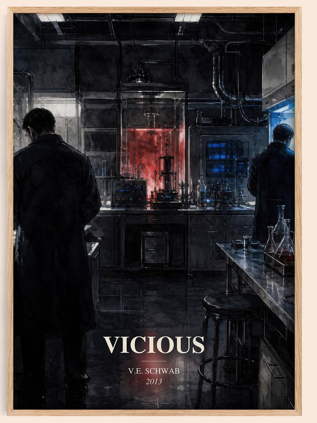 Vicious watercolour book poster by V.E. Schwab – framed literary art print