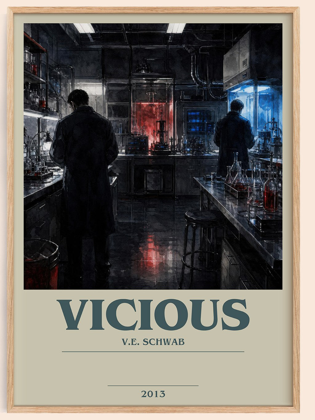 Vicious bookish book poster by V.E. Schwab – framed literary art print