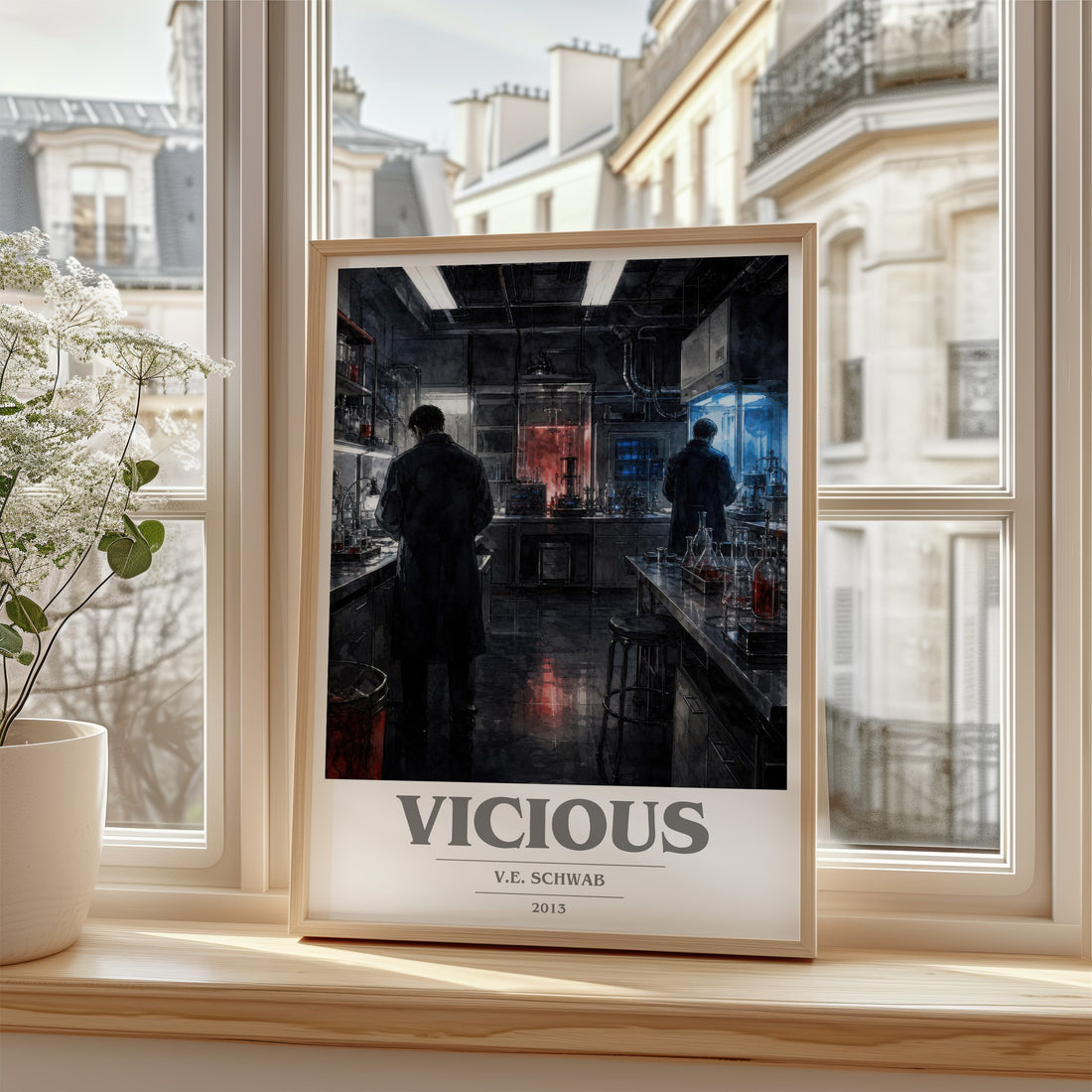 Vicious book cover poster colour and style options – V.E. Schwab book art