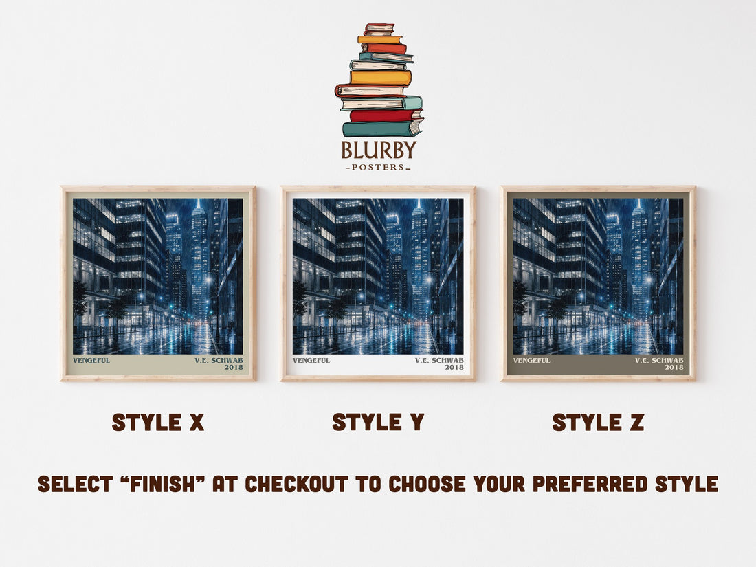 Vengeful literary print in frame leaning in hallway – fantasy wall art (mockup)