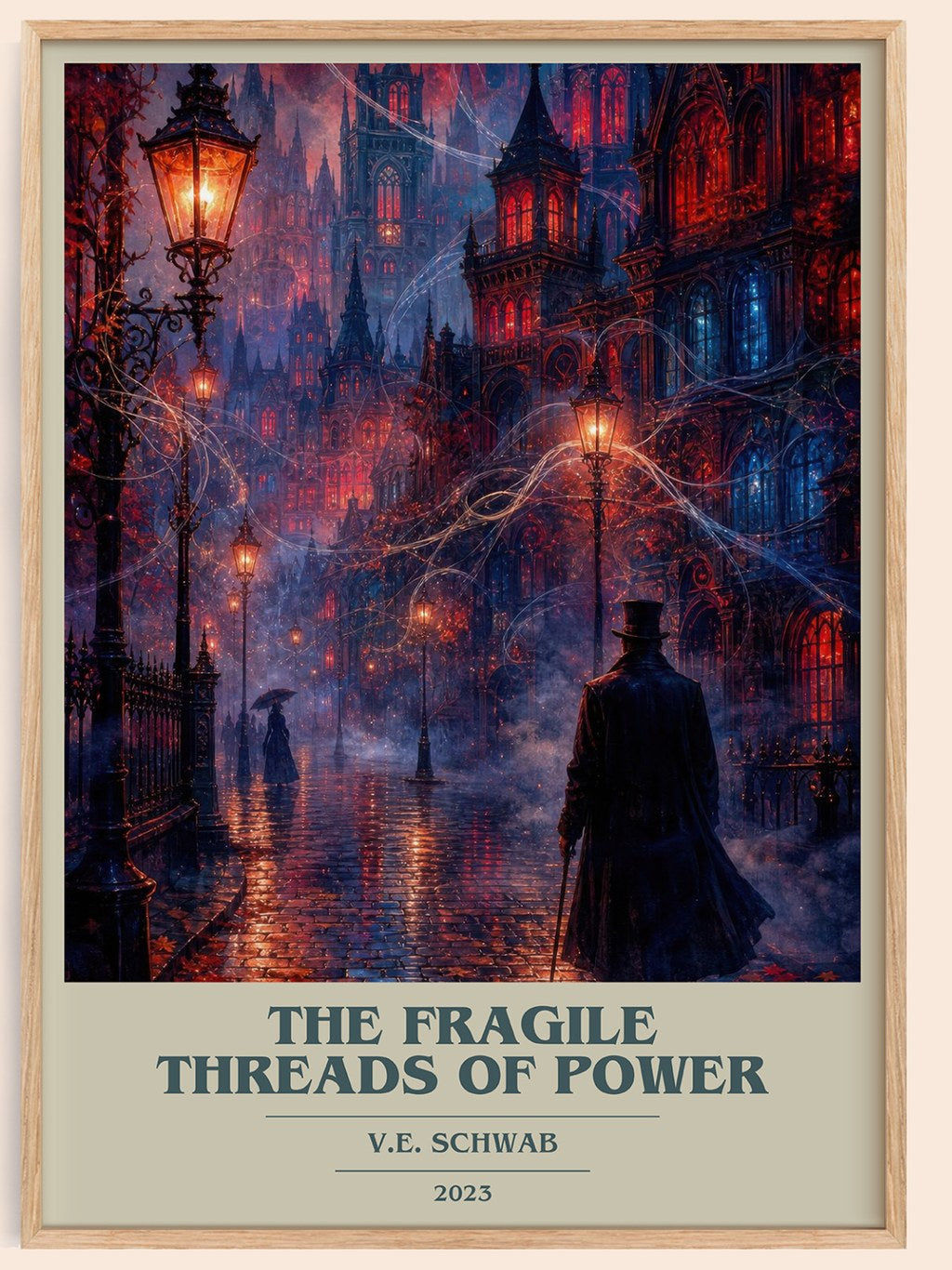 The Fragile Threads of Power book cover book poster by V.E. Schwab – framed literary art print