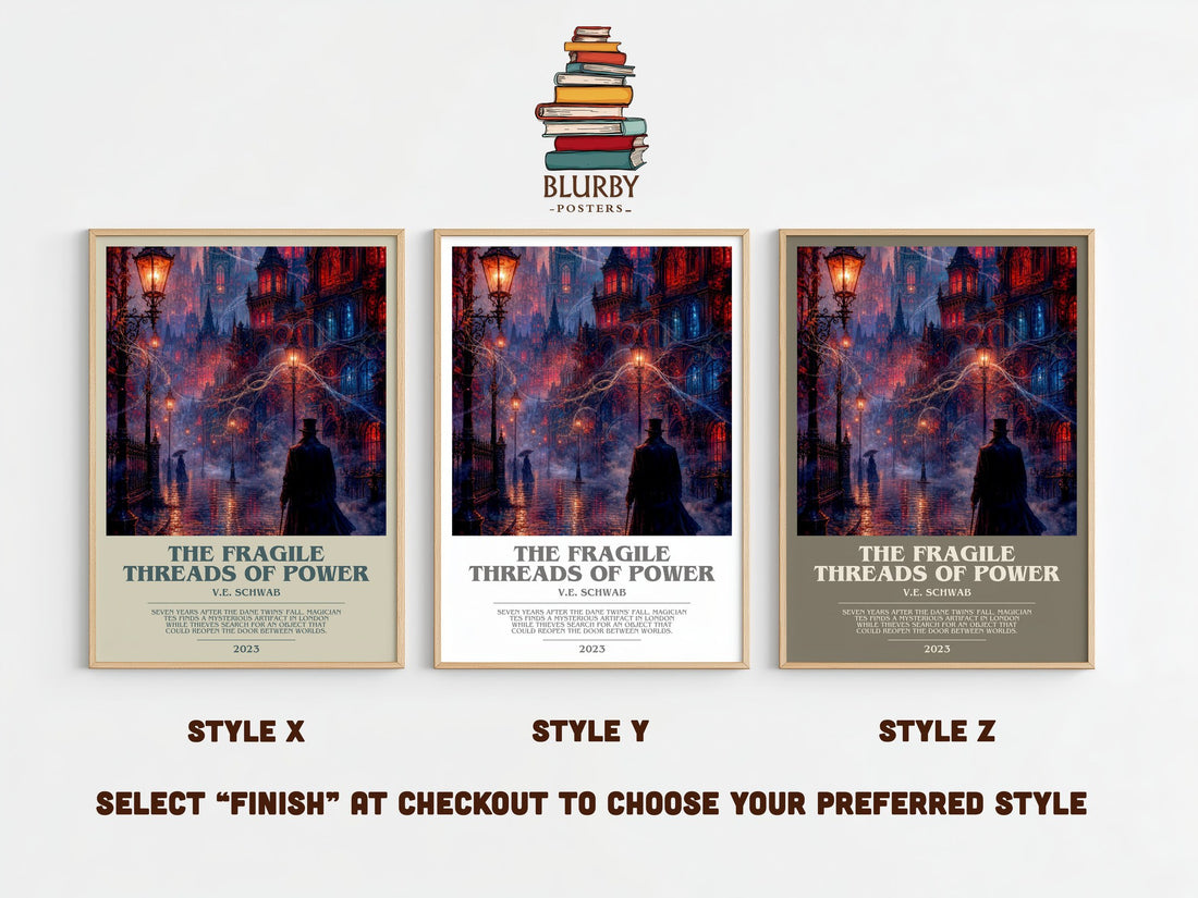 The Fragile Threads of Power Bookish Wall Art by V.E. Schwab – Style X, Y and Z side by side – choose your finish
