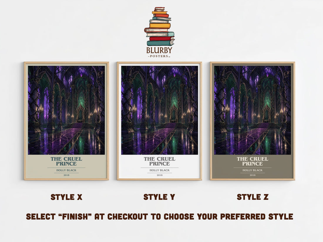 The Cruel Prince book cover print in frame leaning in hallway – fantasy wall art (mockup)