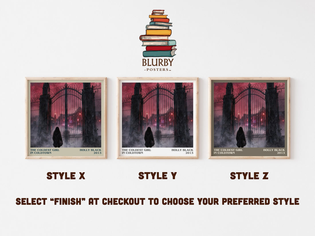 The Coldest Girl in Coldtown literary print in frame leaning in hallway – young adult wall art (mockup)