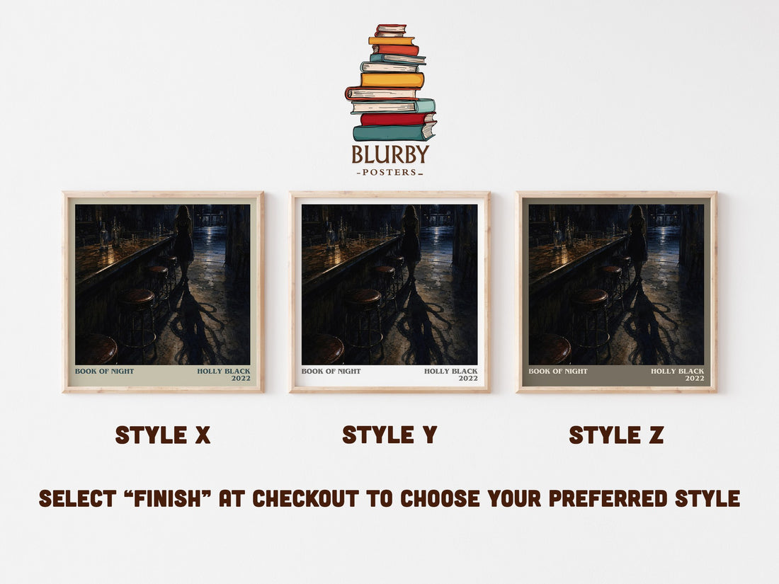 Book of Night literary print in frame leaning in hallway – fantasy wall art (mockup)