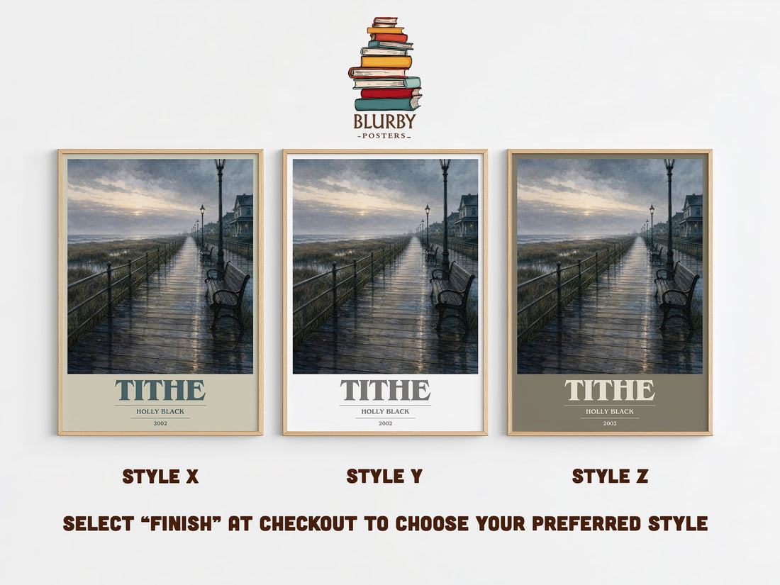 Tithe book cover print in frame leaning in hallway – fantasy wall art (mockup)