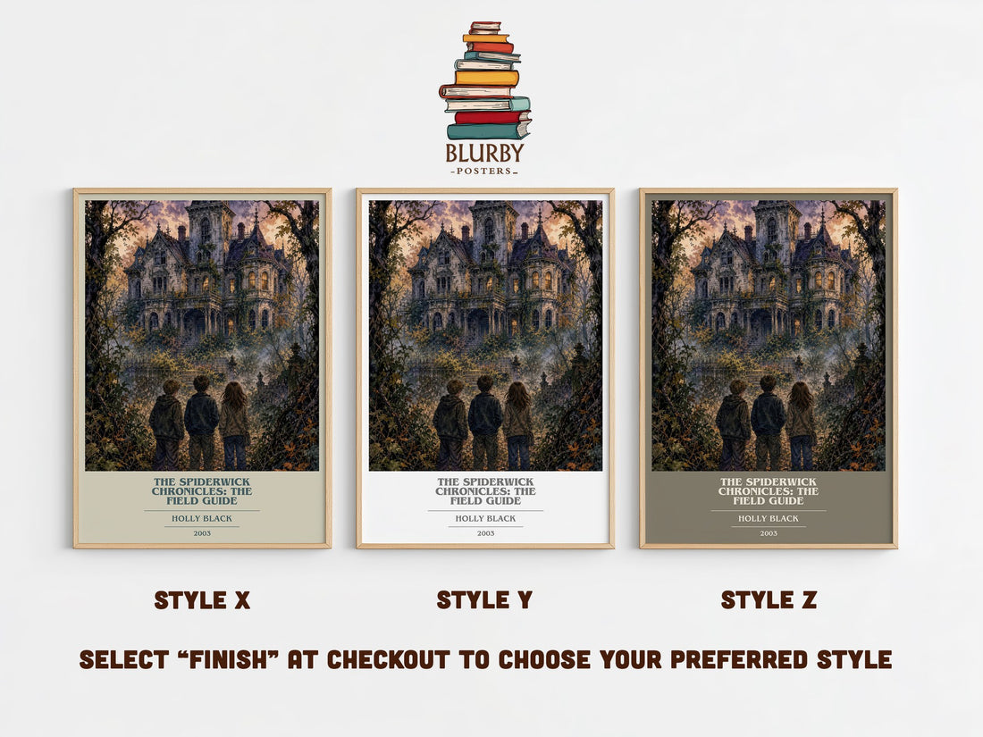 The Spiderwick Chronicles: The Field Guide book cover print in frame leaning in hallway – fantasy wall art (mockup)