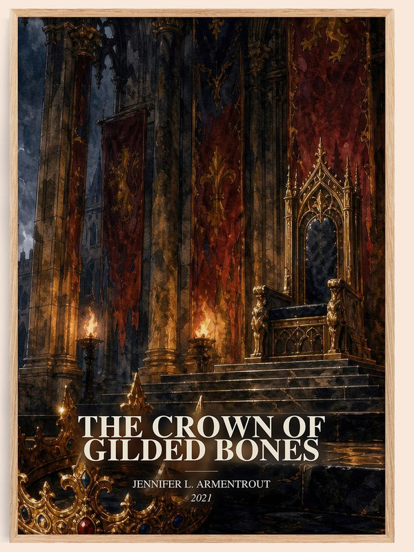 The Crown of Gilded Bones watercolour book poster by Jennifer L. Armentrout – framed literary art print