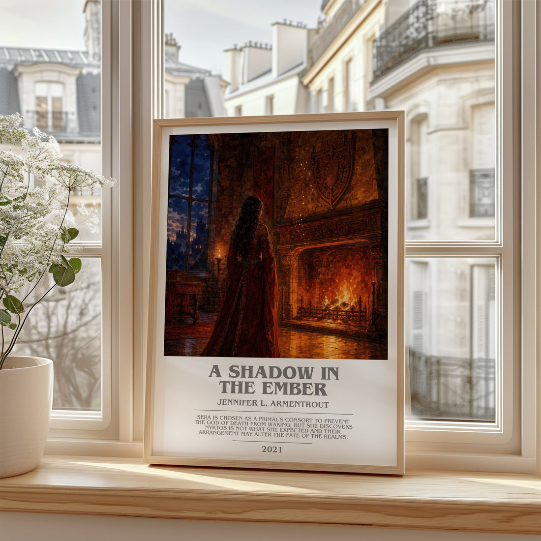 A Shadow in the Ember bookish poster colour and style options – Jennifer L. Armentrout book art (mockup)