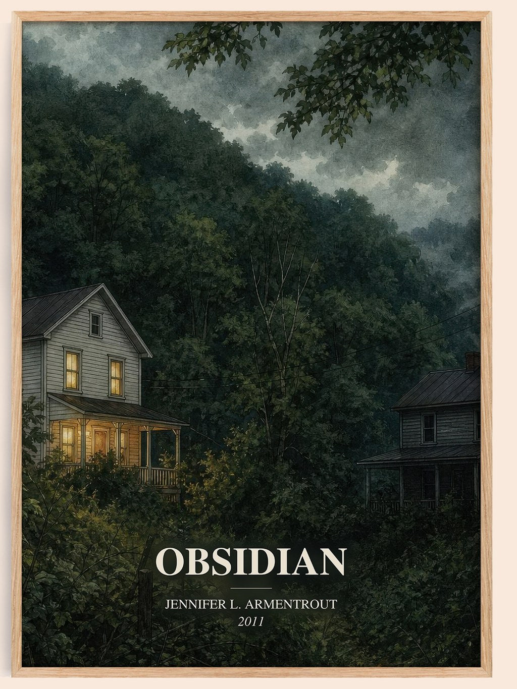 Obsidian watercolour book poster by Jennifer L. Armentrout – framed literary art print